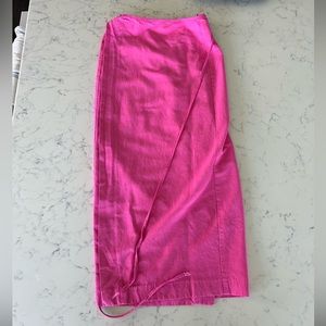 zara pink linen wrap skirt